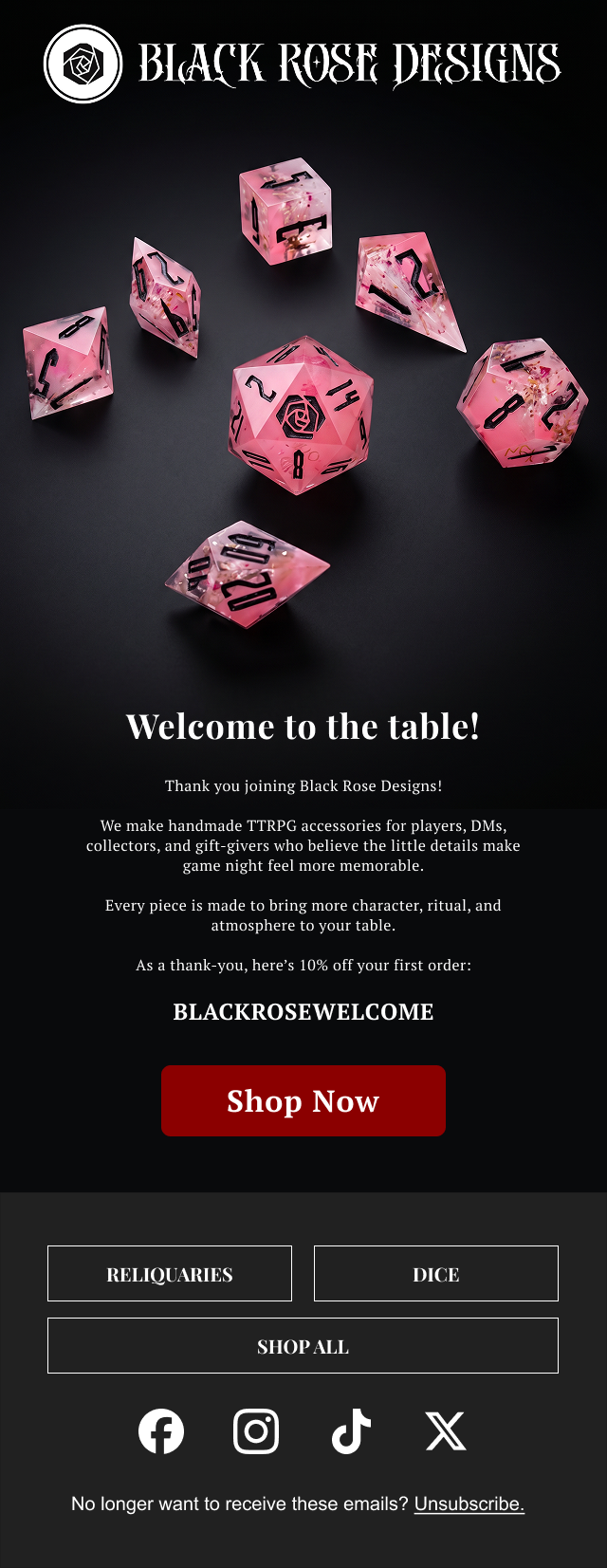 BRD welcome email design